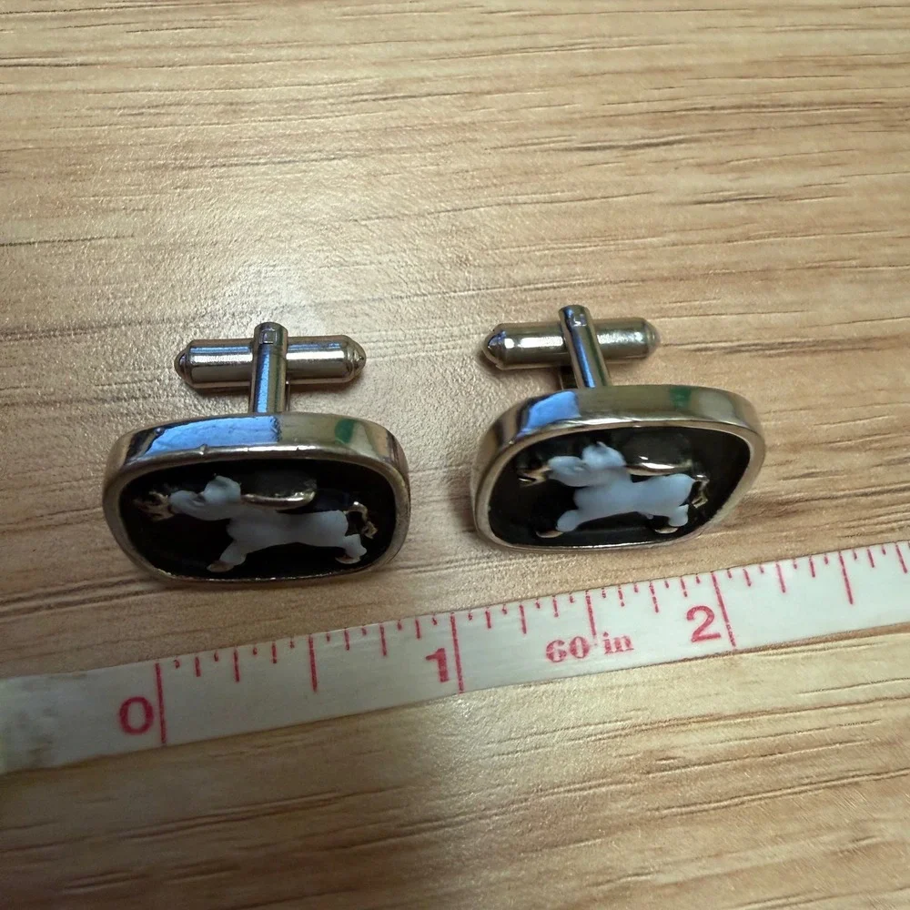 Vintage Hickok USA Democratic Donkey Cufflinks Blue Black Silver Tone Political